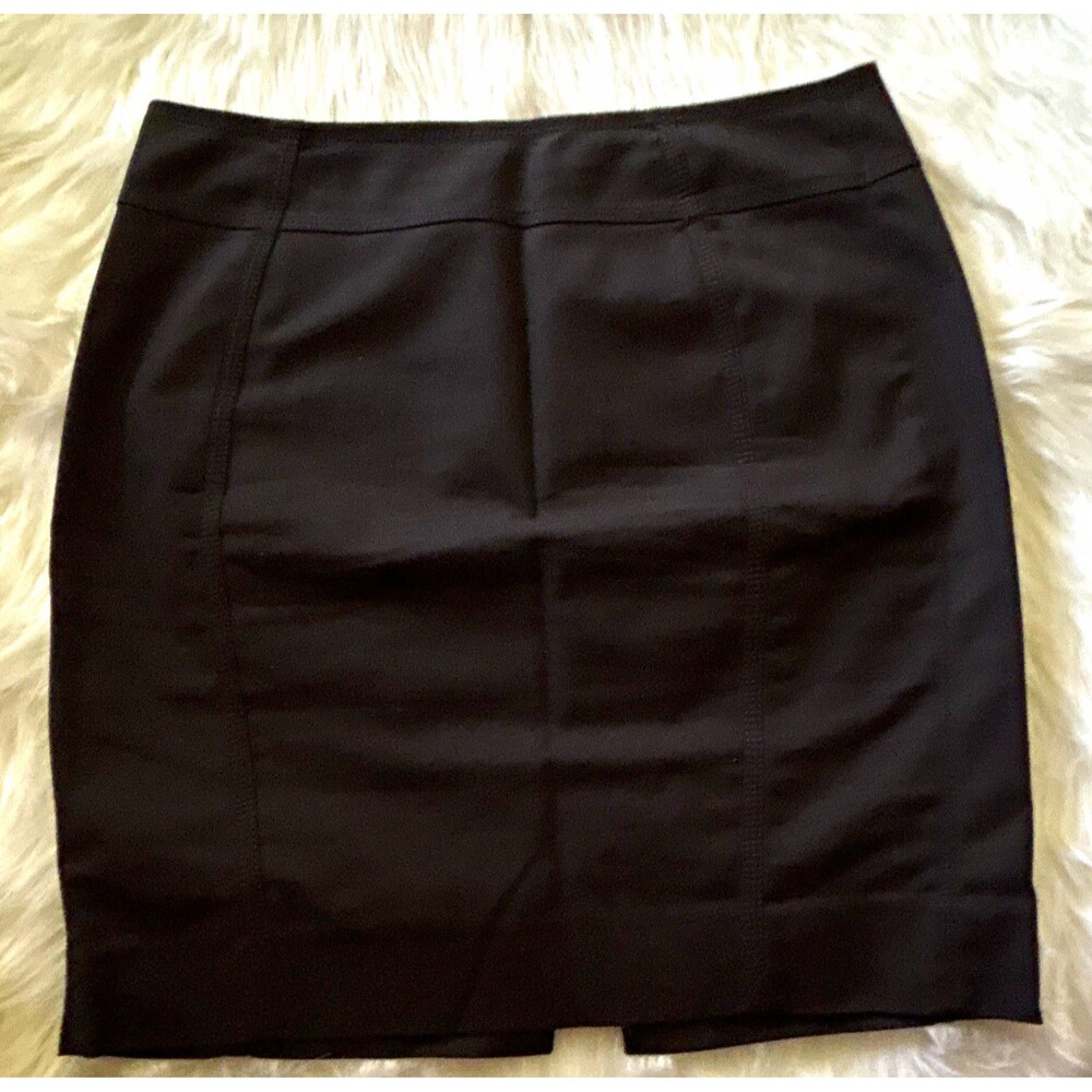 White House Black Market Perfect Form Black Pencil Skirt 8 Lined Slit Zip 506